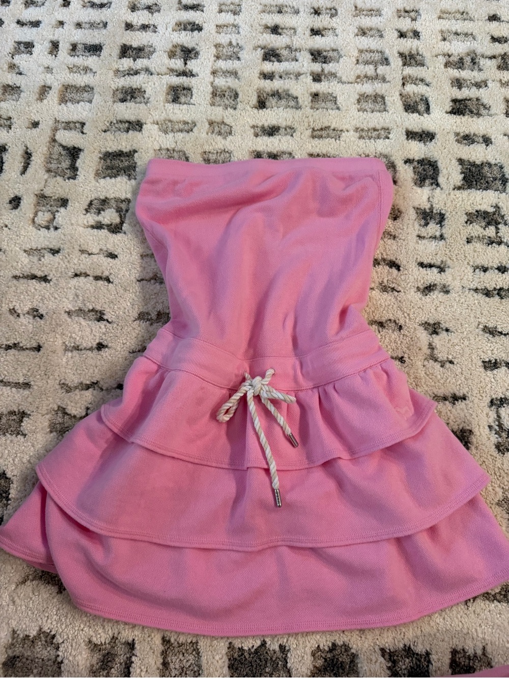 PINK Victoria's Secret Strapless Tiered Pink Sundress with Drawstring